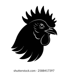 Chicken Head Silhouette Vector Art and Black Chicken Head Design
