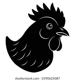 Chicken Head Silhouette Vector Art and Black Chicken Head Design