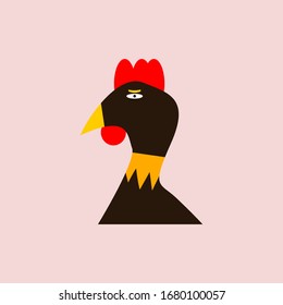 Chicken Head Vector. Animal Illustration