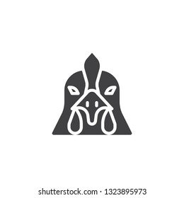 Chicken head vector icon. filled flat sign for mobile concept and web design. Hen bird glyph icon. Farm animals symbol, logo illustration. Pixel perfect vector graphics