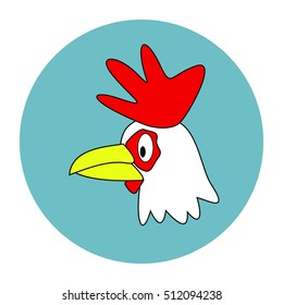 Chicken header, cute chick icon on blue isolated on white background. Vector illustration.
