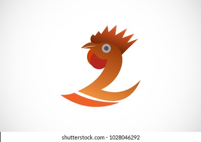 chicken heads number two logo vector