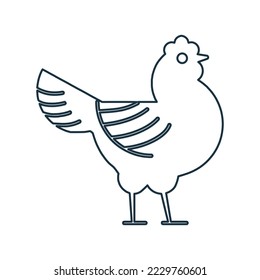 Chicken, hen, agriculture, bird, farm, meat, cock line icon. Outline vector.