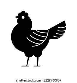 Chicken, hen, agriculture, bird, farm, meat, cock icon. Black vector graphics.
