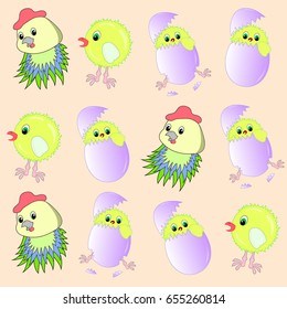 chicken and hen cartoon vector illustration. 