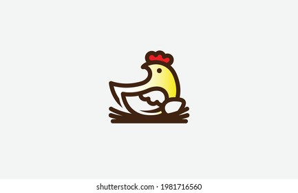 Chicken Hen with egg vector logo design