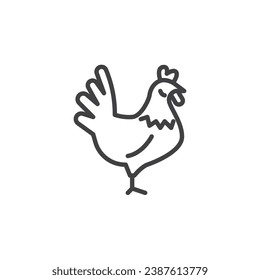 Chicken hen line icon. linear style sign for mobile concept and web design. Chicken or chick outline vector icon. Poultry symbol, logo illustration. Vector graphics