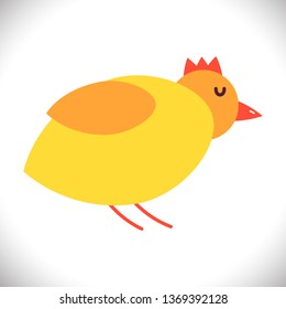 Chicken, hen, orange and yellow, pastel colors. Cartoon bird character cute kawaii. Single flat icon on white background. Easter symbol flat vector illustration