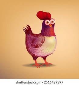 Pollo, gallina, personaje de gallo Ilustración vectorial de dibujo a mano. Colección de aves de corral en elemento de estilo vintage.