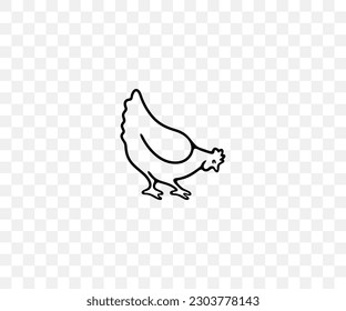 Chicken, hen, rooster, cock, poultry yard and chicken coop, linear graphic design. Bird, fowl, animal, fowl-run, henhouse and hennery, vector design and illustration