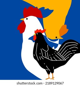 Chicken hen rooster icon character mascot poultry farm animal vector illustration.