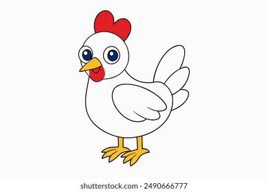 Chicken Hen Standing Vector Illustration