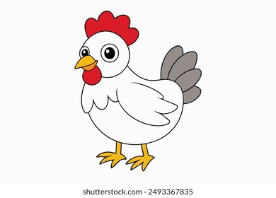 Chicken Hen Standing Vector Illustration. Colorful vector illustration of a standing chicken hen, perfect for digital products and printable.