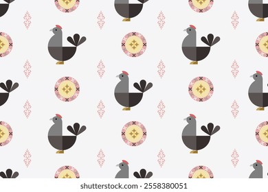 Chicken hen wallpaper design seamless pattern 