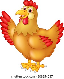 Chicken hen waving hand 