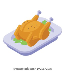 Chicken with herbs icon. Isometric of chicken with herbs vector icon for web design isolated on white background