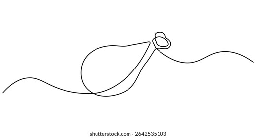 Chicken hindquarter one line continuous drawing. Fresh chicken meat continuous one line illustration. Vector minimalist linear illustration, Fried Chicken Single Line Icon, One Continuous Line Drawing