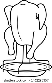 Chicken holder. Vector outline icon isolated on white background.