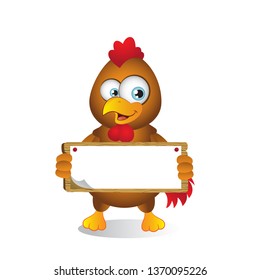 Chicken holding Blank sign with both hands