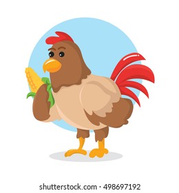 chicken holding corn vector illustration design