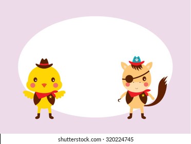 chicken and horse friend tag vector
