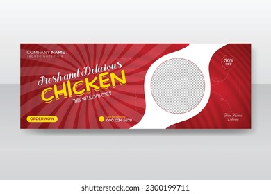 chicken hut restaurant facebook cover design template