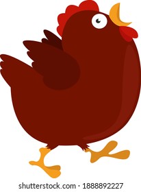 Chicken in hysteria,illustration,vector on white background