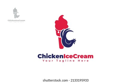 Chicken ice cream logo design. vector