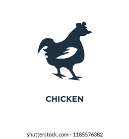 Chicken icon. Black filled vector illustration. Chicken symbol on white background. Can be used in web and mobile.