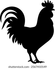 Chicken icon, black silhouette, chicken logo vector on white background