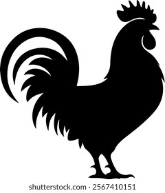 Chicken icon, black silhouette, chicken logo vector on white background