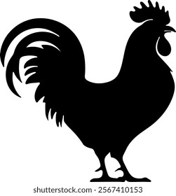 Chicken icon, black silhouette, chicken logo vector on white background