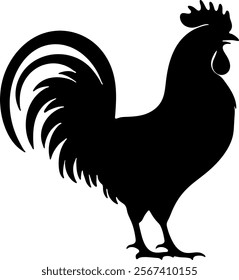 Chicken icon, black silhouette, chicken logo vector on white background