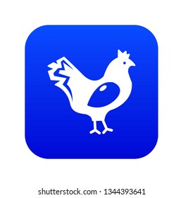 Chicken icon blue vector isolated on white background