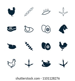 Chicken icon. collection of 16 chicken filled and outline icons such as footprint of  icobird, kebab, easter egg. editable chicken icons for web and mobile.