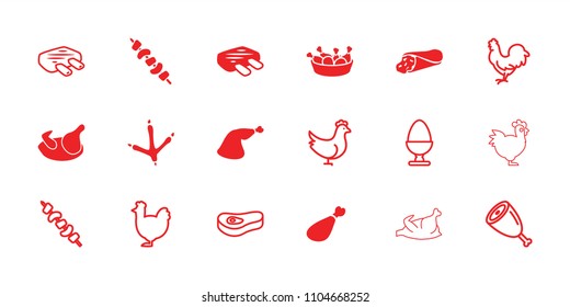 Chicken icon. collection of 18 chicken filled and outline icons such as footprint of  icobird, wrap sandwich, meat leg, kebab, meat. editable chicken icons for web and mobile.
