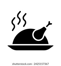 Chicken icon. chicken dish vector color editable