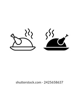 Chicken icon. chicken dish vector color editable