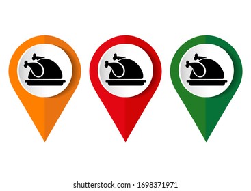 Chicken icon, chicken dish vector, chicken vector, chicken on plate vector	