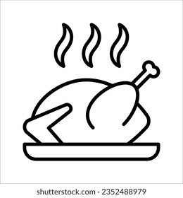 Chicken icon. Chicken dish vector. Chicken on plate vector. vector illustration on white background