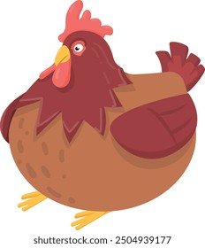 Chicken icon. Feathered farm bird color character