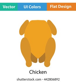 Chicken icon. Flat color design. Vector illustration.