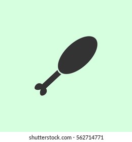 Chicken icon flat. Grey vector symbol on green background