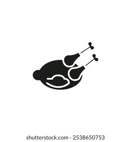 Chicken icon flat line symbol set.