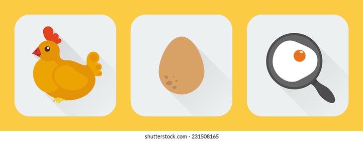 Chicken icon flat set.Vector illustration