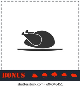 Chicken icon flat. Simple vector symbol and bonus icon