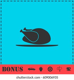 Chicken icon flat. Simple vector symbol and bonus icon