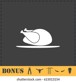 Chicken icon flat. Simple vector symbol and bonus icon