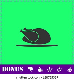 Chicken icon flat. Simple vector symbol and bonus icon