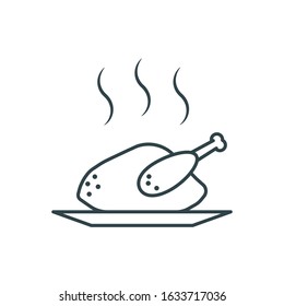 Chicken icon. Flat vector graphic in white background.